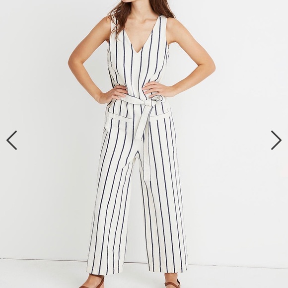 Madewell Dresses & Skirts - ⭐️SOLD⭐️Madewell pinstripe jumpsuit sz small